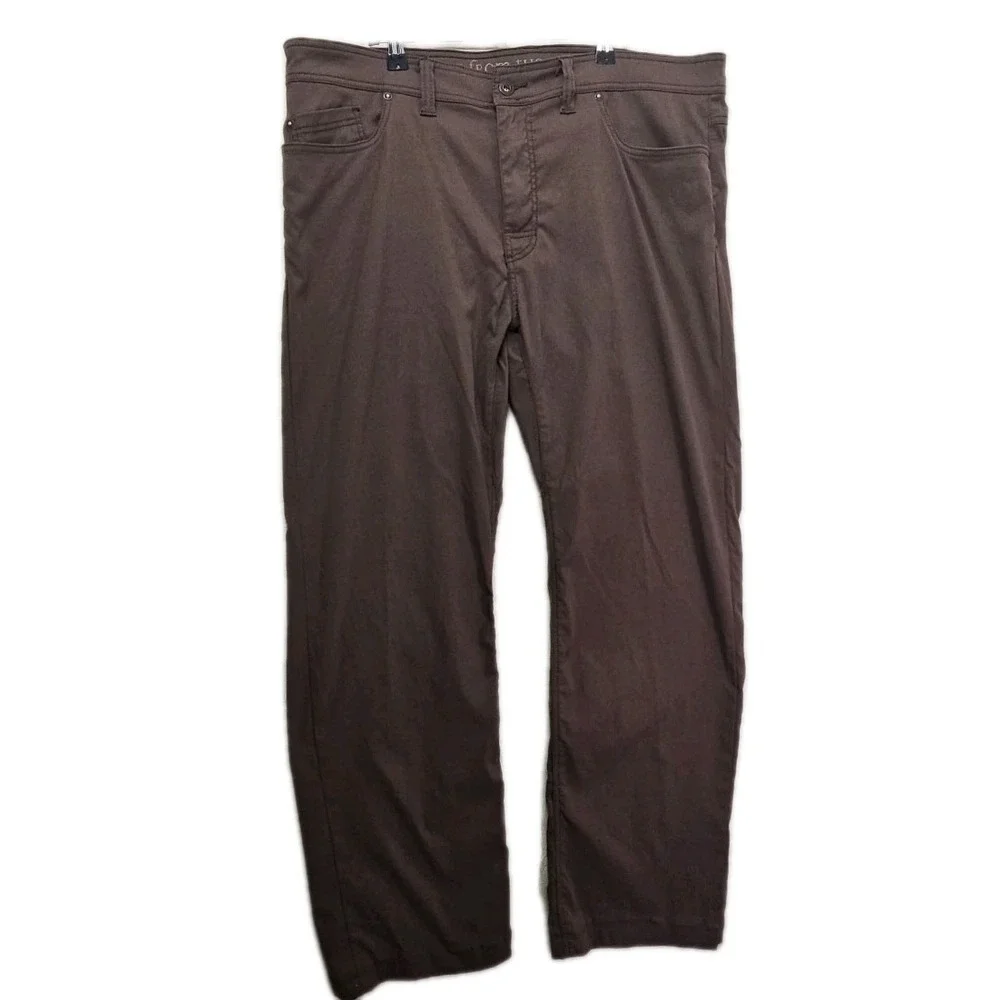 Prana Pants Men 38x31 Brown Brion Standard Fit Stretch Hike Trail Outdoor HEMMED